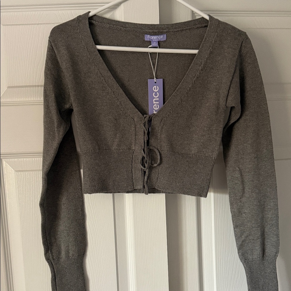 Gray Cropped Cardigan